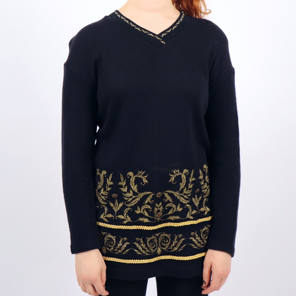 1990s Vintage AREO Glitter Scroll Sweater